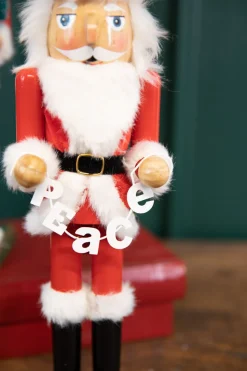 15" Santa Nutcracker with Peace Garland