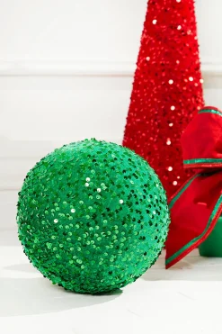 8" Sequin Ball Ornament - Green
