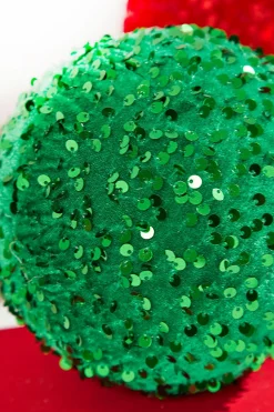 6" Sequin Ball Ornament - Green