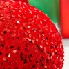8" Sequin Ball Ornament - Red