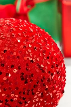 8" Sequin Ball Ornament - Red