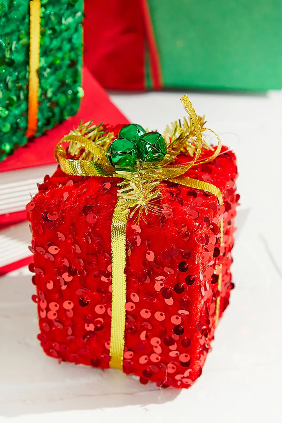 4" Sequin Gift Box Ornament