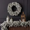 9' Shadow Woods Spruce Flocked Plug-In Garland with Warm White LED Lights
