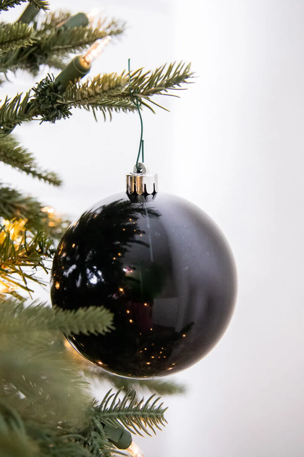 3.9” Shiny/Matte Black Shatterproof Ornaments - Set of 4