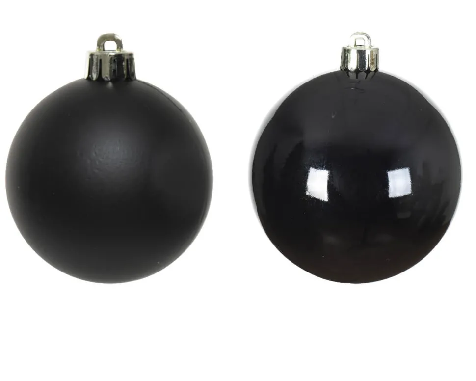 3.9” Shiny/Matte Black Shatterproof Ornaments - Set of 4