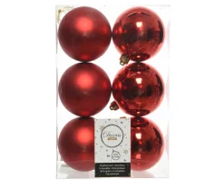 3.1” Shiny/Matte Christmas Red Shatterproof Ornaments - Set of 6