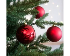 3.1” Shiny/Matte Christmas Red Shatterproof Ornaments - Set of 6