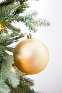 3.1” Shiny/Matte Light Gold Shatterproof Ornaments - Set of 6