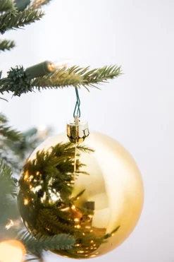 3.1” Shiny/Matte Light Gold Shatterproof Ornaments - Set of 6