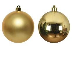 3.1” Shiny/Matte Light Gold Shatterproof Ornaments - Set of 6