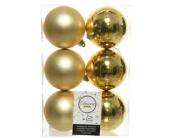 3.1” Shiny/Matte Light Gold Shatterproof Ornaments - Set of 6