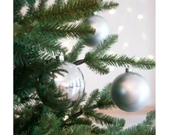 3.1” Shiny/Matte Silver Shatterproof Ornaments - Set of 6