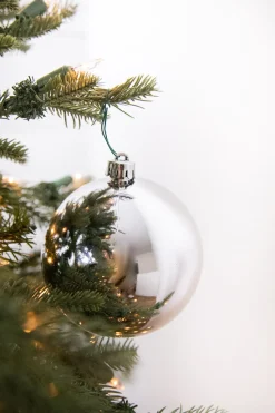 3.9” Shiny/Matte Silver Shatterproof Ornaments - Set of 4