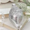 4" - 4.5" Silver Beaded Glass Ornament