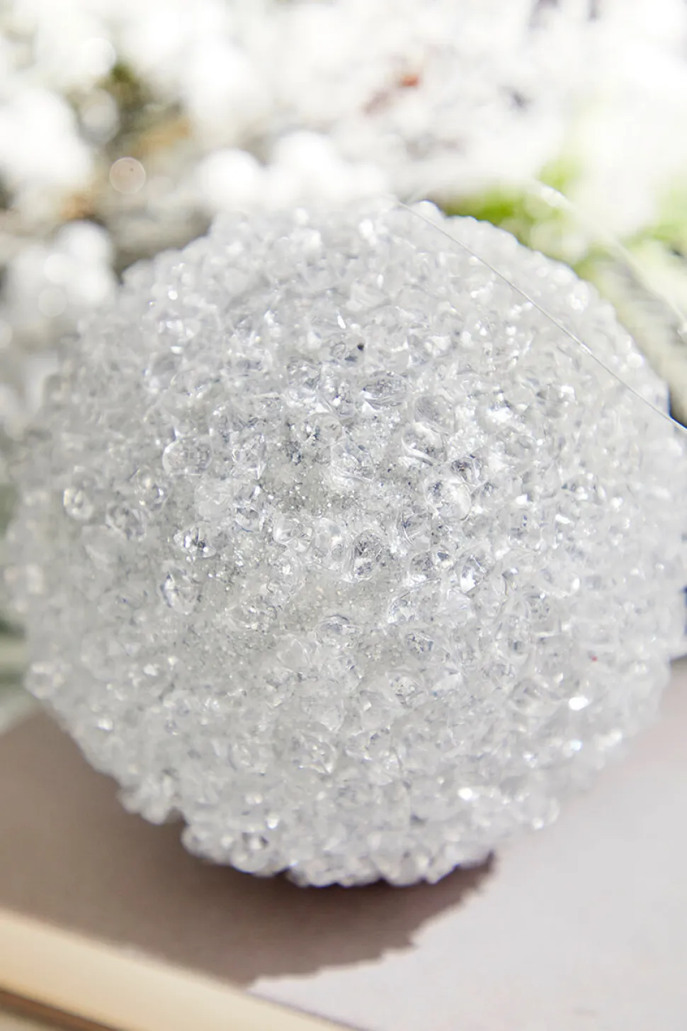 4" Silver Crystal Ball Ornament
