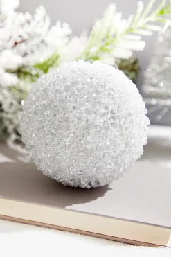 4" Silver Crystal Ball Ornament