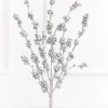 26" Silver Glitter Berries Spray