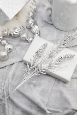 30” Silver Glitter Berry Spike/Twig Christmas Spray
