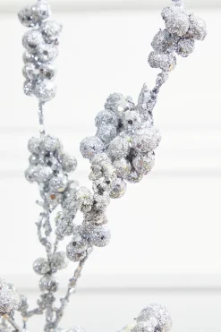 18” Silver Glitter Dew Berry Spray