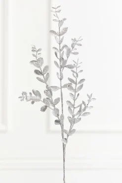 30" Silver Glitter Eucalyptus Spray