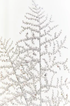 35" Silver Glitter Fern Spray