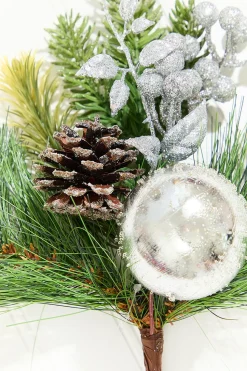 14.5" Silver Glitter Pinecone Ornament Spray