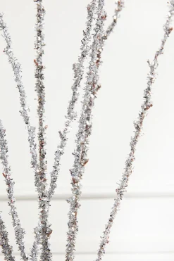 40" Silver Glitter Twig Branch