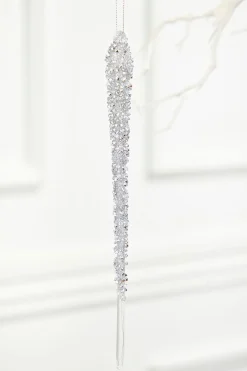 10" Silver Icicle Glass Ornament