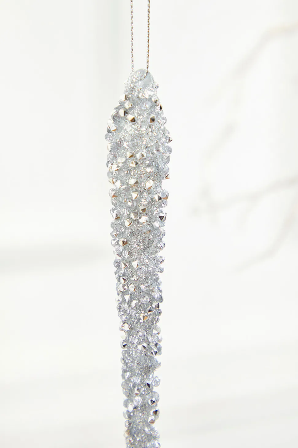 10" Silver Icicle Glass Ornament