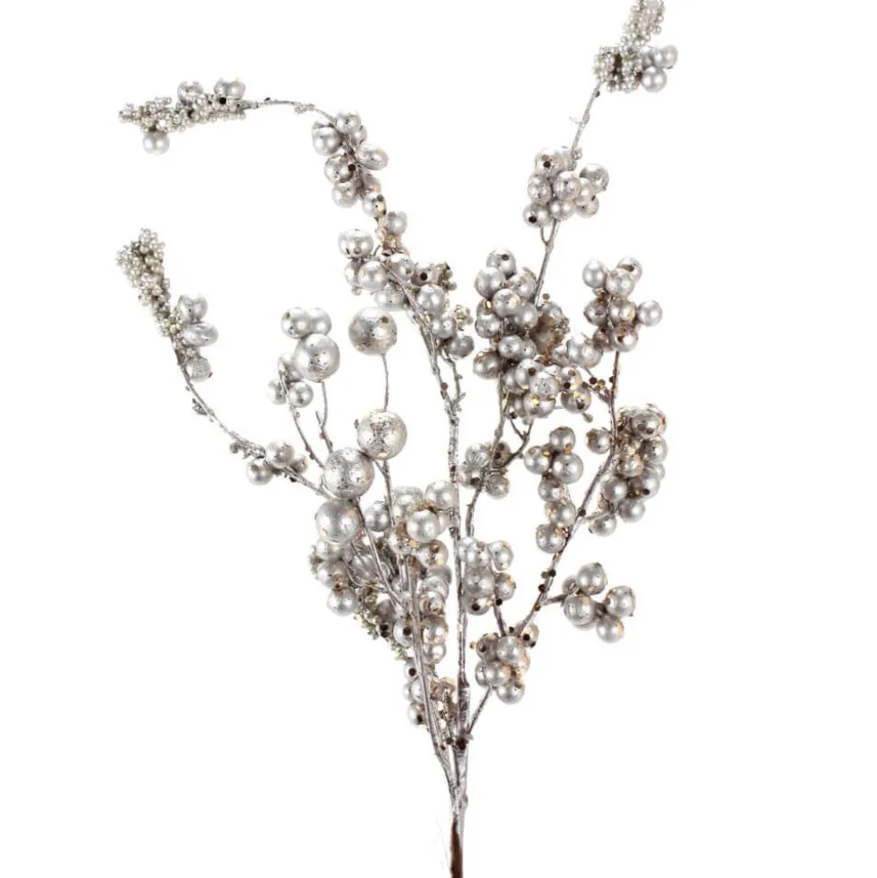 18” Silver Platinum Dew Berry Christmas Spray