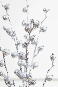 30” Silver Pomegranate Glitter Spray