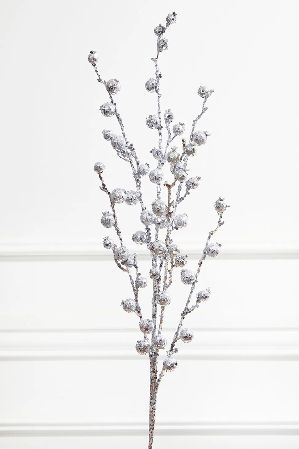 30” Silver Pomegranate Glitter Spray