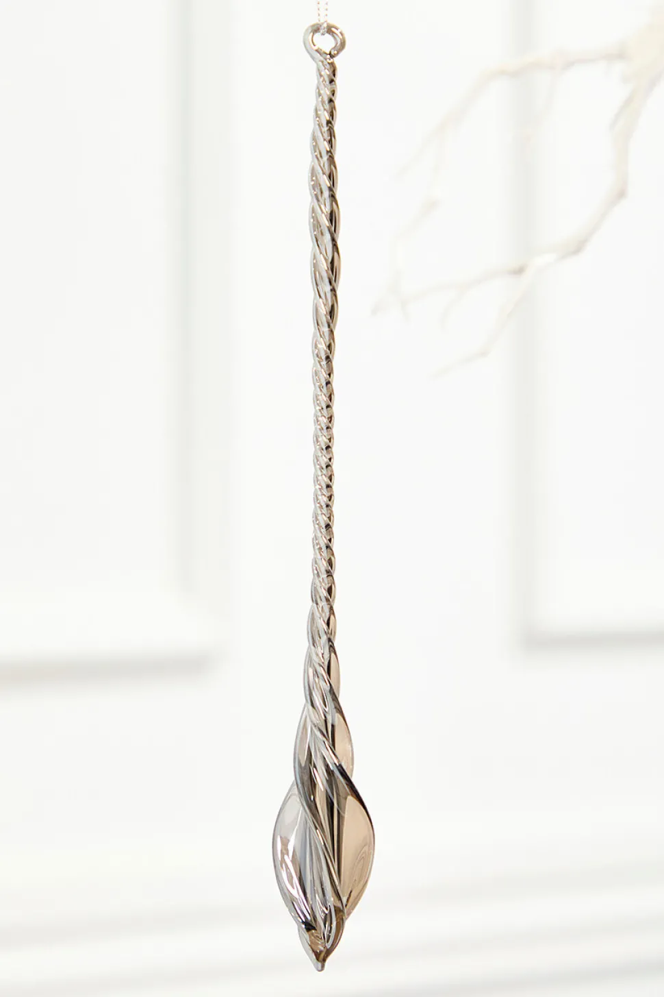 10" Slate Gray Drop Glass Ornament