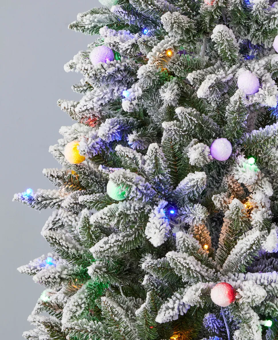 6' Slim Snow Kissed Pine Tree with 200 Multicolor LED Lights