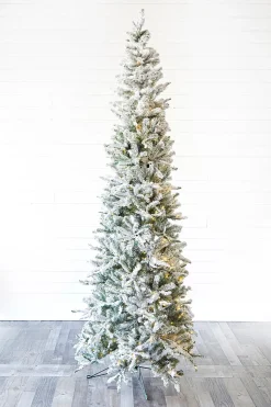 9' Snowcrest Pencil Pine Artificial Christmas Tree with 700 Color-Changing Lights