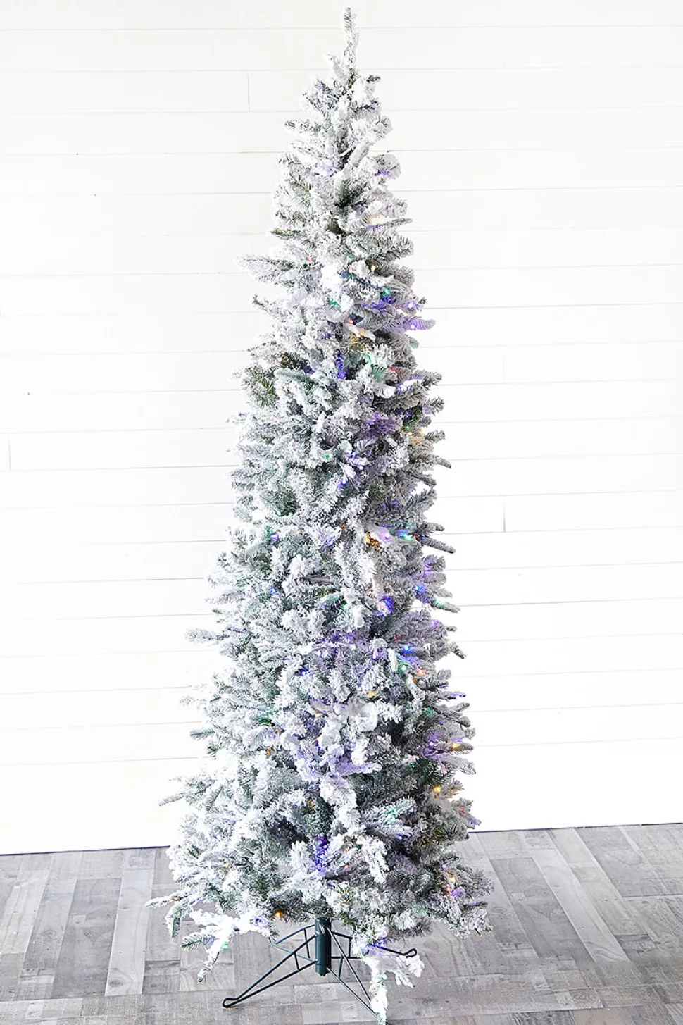 7.5' Snowcrest Pencil Pine Artificial Christmas Tree with 500 Color-Changing Lights