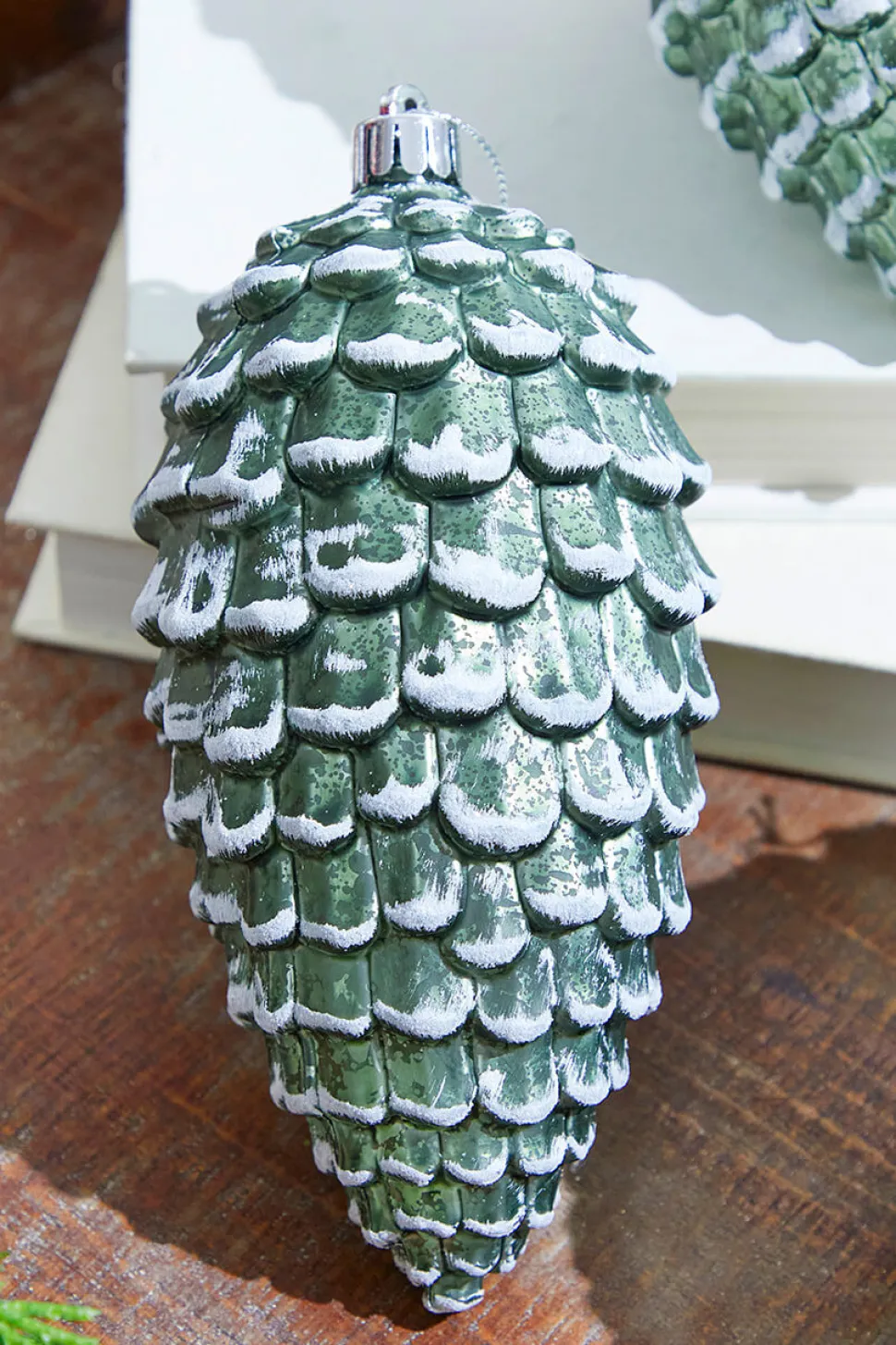 6.5" Snowed Pinecone Ornament - Set of 3