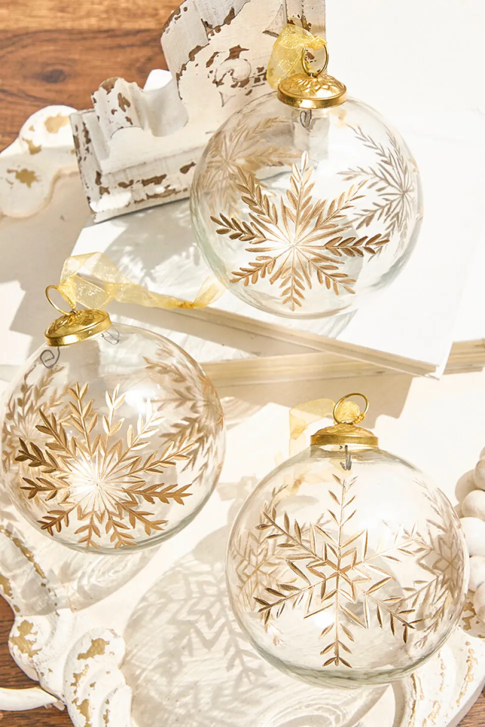 5" Snowflake Glass Ornament-