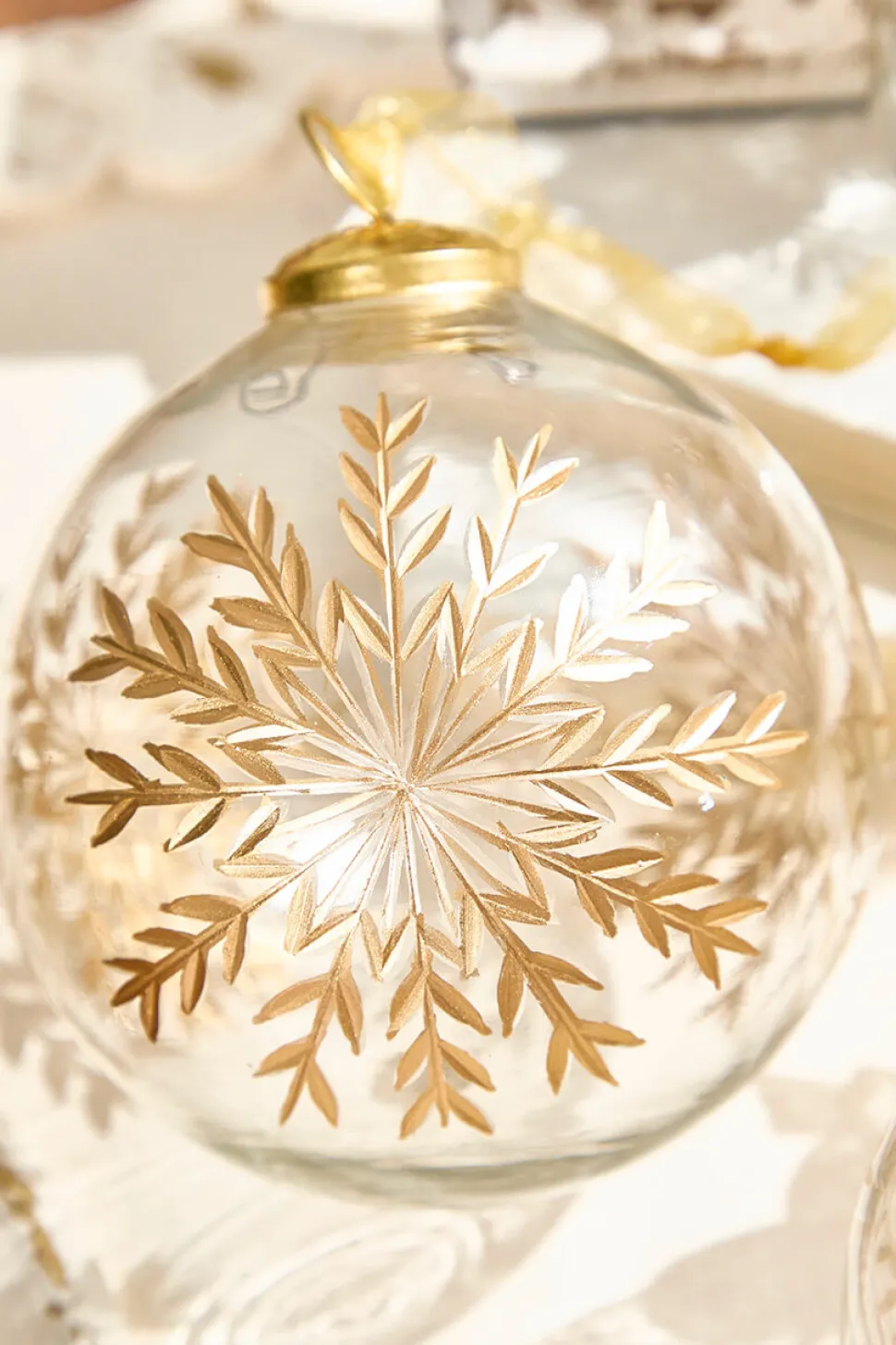 5" Snowflake Glass Ornament-