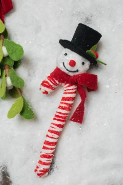 11” Snowman Ice Candy Cane Large Ornament