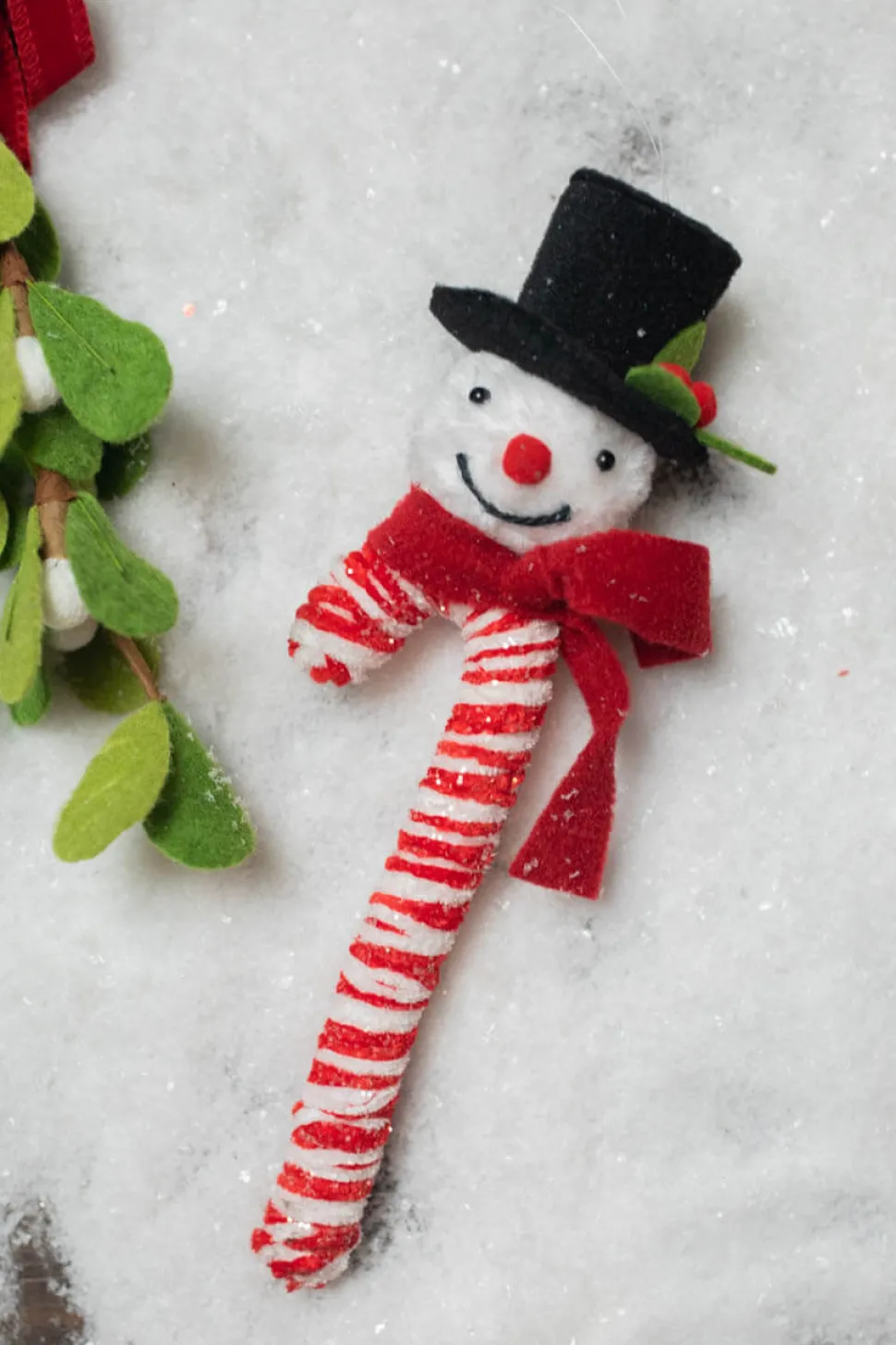 11” Snowman Ice Candy Cane Large Ornament