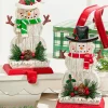 8.25" Snowman Stocking Holder with Pine And Berry Accent