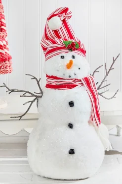 12" Snowman with Stocking Cap - Red / Black