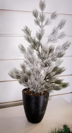 24" Snow Tree in Black Container