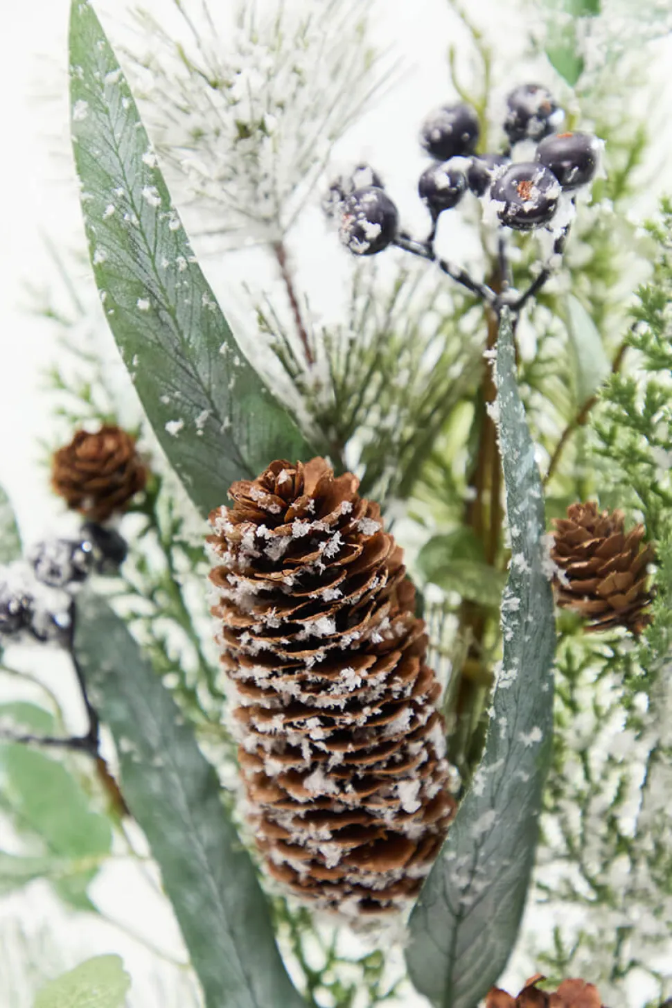 28" Snowy Pinecone & Berry Spray