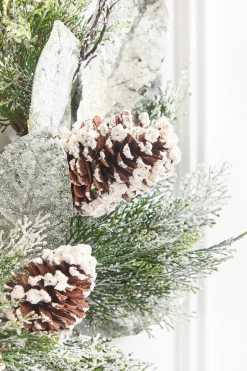 22" Snowy Pinecone & Magnolia Wreath
