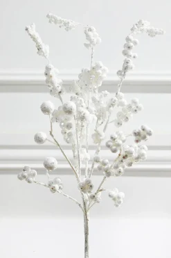 18” Snowy White Glitter Dew Berry Christmas Spray