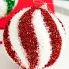 4.5" Sparkle Swirl Candy Cane Ball Ornament