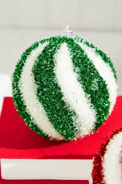 4.5" Sparkle Swirl Candy Cane Ball Ornament