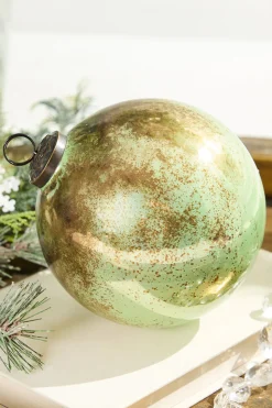 5" Spruce Antique Finished Glass Ball Ornament